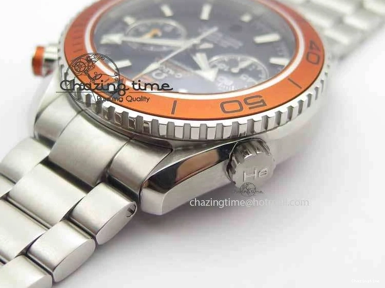 0320 Sophisticated Planet Ocean Master Chronometer Chrono SS OM 1:1 Best Edition Orange On SS Bracelet A 8156